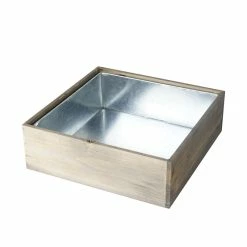 Best reviews of 🧨 Modern Vase And Gift Pack Of 6 PCS Natural Wooden Square Plant Box With Zinc Metal Liner O-12" H-4" 👏