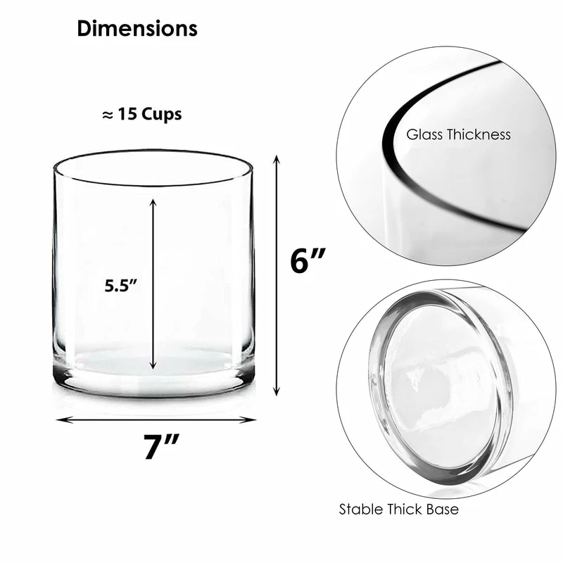 Promo π Modern Vase And Gift Pack Of 4 PCS Clear Glass Cylinder Vase D-7" H-6" βοΈ - Image 2