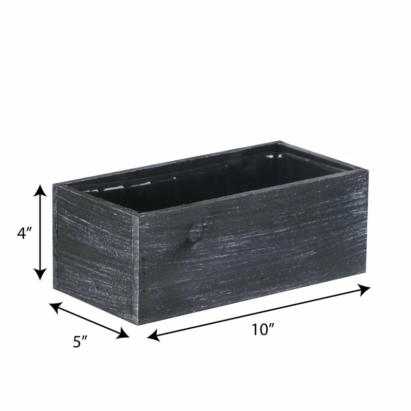 Buy π Modern Vase And Gift 10 PCS Black Wooden Plant Box With Plastic Liner O-10"X5" H-4" π - Image 2