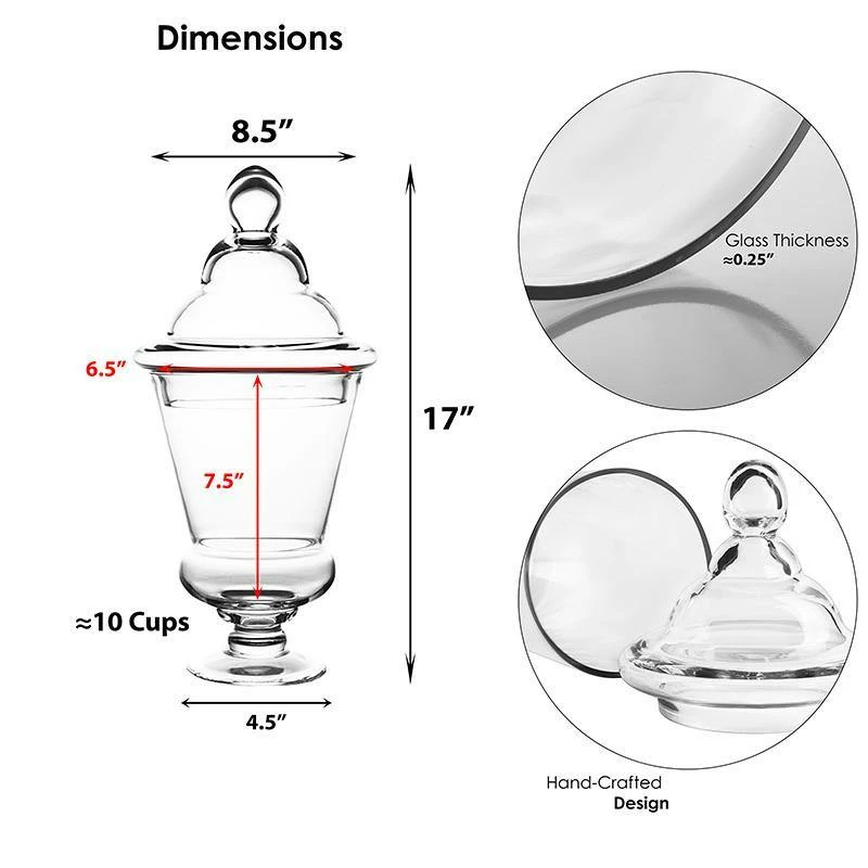 Deals π₯° Modern Vase And Gift Pack Of 4 PCS Clear Glass Apothecary Jar H-16.75" O-7" D-7" π₯° - Image 2