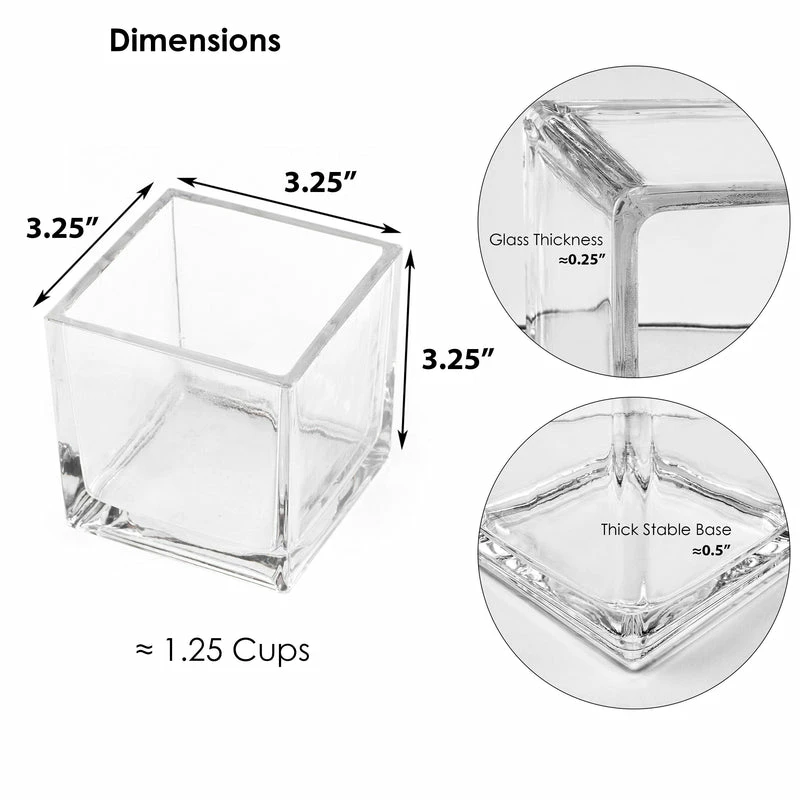 Cheap β Modern Vase And Gift Pack Of 24 PCS Clear Glass Cube Vase Sides-3.14" π - Image 4