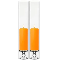 Flash Sale 😍 Modern Vase And Gift Pack Of 12 Sets Clear Glass Candle Holder & Over Fitment Tubes Combo Holder H-3.75" D-3.25", Tube H-24" D-4" 🌟