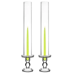 Cheap 🥰 Modern Vase And Gift Pack Of 12 Sets Clear Glass Candle Holder & Top Fitment Tubes Combo Holder H-4.5" D-3.25", Tube H-18" D-2.5" 💯