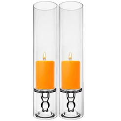 Wholesale 🤩 Modern Vase And Gift Pack Of 12 Sets Clear Glass Candle Holder & Over Fitment Tubes Combo Holder H-4.5" D-3.25", Tube H-18" D-4" 🔔