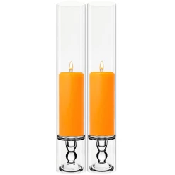 Buy 🎁 Modern Vase And Gift Pack Of 12 Sets Clear Glass Candle Holder & Over Fitment Tubes Combo Holder H-4.5" D-3.25", Tube H-24" D-4" 👍