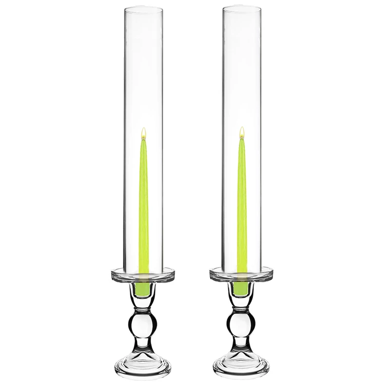 Wholesale 🧨 Modern Vase And Gift Pack Of 12 Sets Clear Glass Candle Holder & Top Fitment Tubes Combo Holder H-5.5" D-3.25", Tube H-18" D-2.5" 🛒