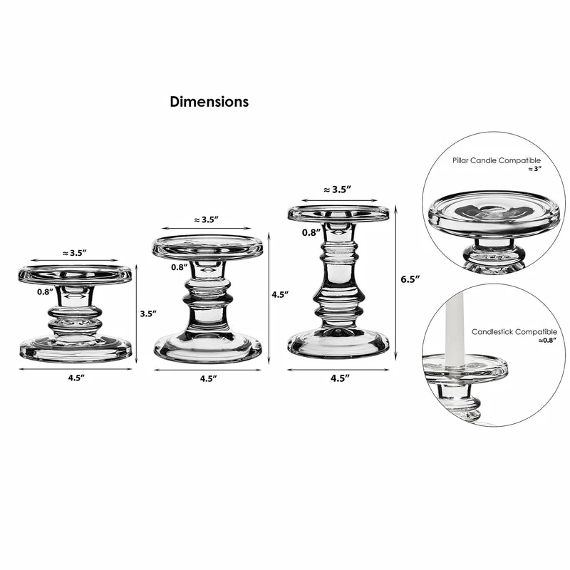 Hot Sale 𧨠Modern Vase And Gift Pack Of 4 SETS Clear Glass Pillar Candle Holder O-4.5" Set Of 3 Height β - Image 4