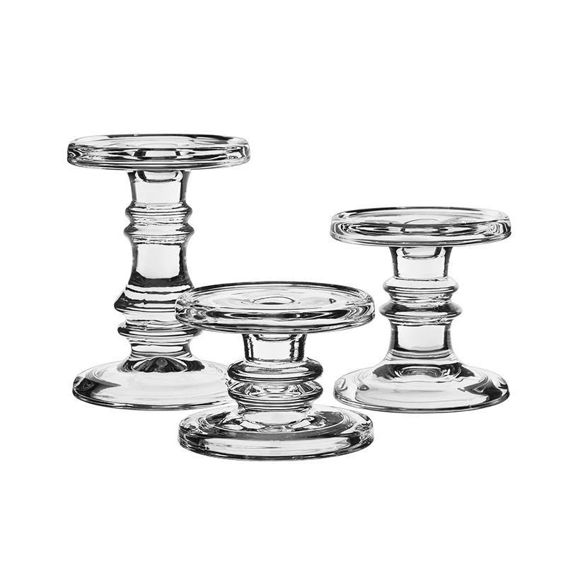 Hot Sale 𧨠Modern Vase And Gift Pack Of 4 SETS Clear Glass Pillar Candle Holder O-4.5" Set Of 3 Height β - Image 3