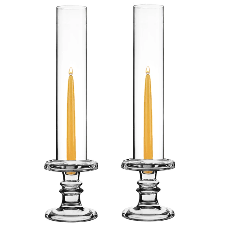 Hot Sale 🔔 Modern Vase And Gift Pack Of 12 Sets Glass Candle Holder & Top Fitment Tubes Combo Holder H-4.5" D-4.5", Tube H-16" D-3" 🤩