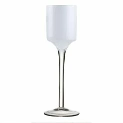 Best Pirce ⭐ Modern Vase And Gift White Glass Stemmed Candle Holder O-2" H-7.5" - Pack Of 36 PCS 🎉