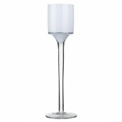 Coupon 😍 Modern Vase And Gift White Glass Stemmed Candle Holder O-2" H-9" - Pack Of 36 PCS 👏