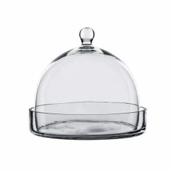Coupon 😍 Modern Vase And Gift Pack Of 2 PCS Clear Glass Cloche Bell Jar With Glass Plate D-8" H-7.5" 🤩