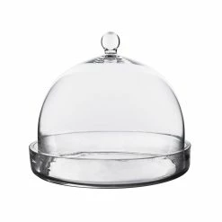 Best Pirce 🥰 Modern Vase And Gift Pack Of 2 PCS Clear Glass Cloche Bell Jar With Glass Plate D-10" H-8.5" ✨