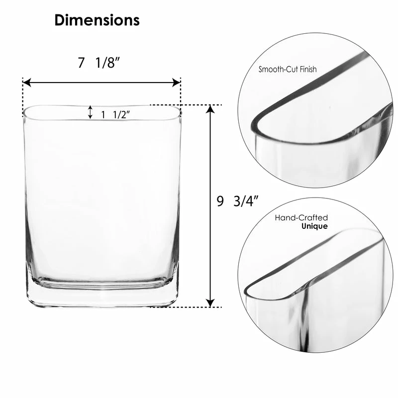 New 𧨠Modern Vase And Gift Pack Of 12 PCS Clear Glass Thin Oval Round Rectangle Vase O-7"X1.75" H-10" π - Image 2