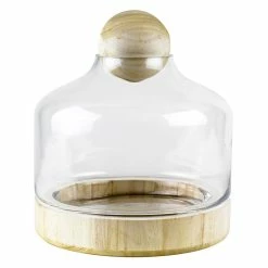 Top 10 🌟 Modern Vase And Gift Pack Of 2 PCS Clear Glass Top Opening Dome With Wood Ball And Base D- 8.75" H-11.5" 👏