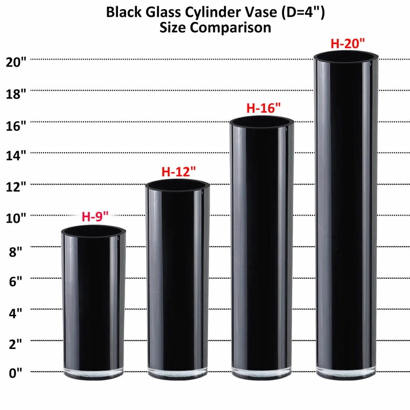 Best deal π Modern Vase And Gift Pack Of 12 PCS Black Glass Cylinder Vase D-4" H-9" π - Image 4