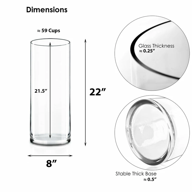 Top 10 π Modern Vase And Gift Pack Of 4 PCS Clear Glass Cylinder Vase D-8" H-22" 𧨠- Image 2