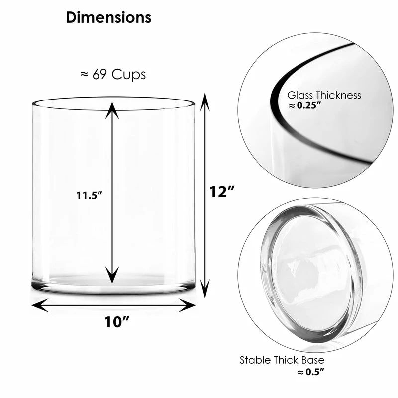 Discount π Modern Vase And Gift Pack Of 2 PCS Clear Glass Cylinder Vase D-10" H-12" β¨ - Image 2