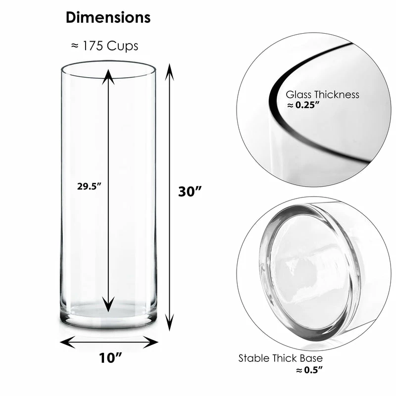 Best Sale π Modern Vase And Gift Pack Of 2 PCS Clear Glass Cylinder Vase D-10" H-30" β - Image 2
