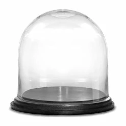Best Sale 🧨 Modern Vase And Gift Pack Of 1 PC Clear Glass Cloche Dome With Black Wood Base D-11" H-11" 🛒