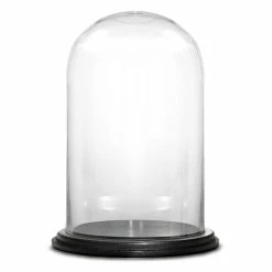 Best Sale ✨ Modern Vase And Gift Pack Of 4 PC Clear Glass Cloche Dome With Black Wood Base D-7" H-11" 🎁