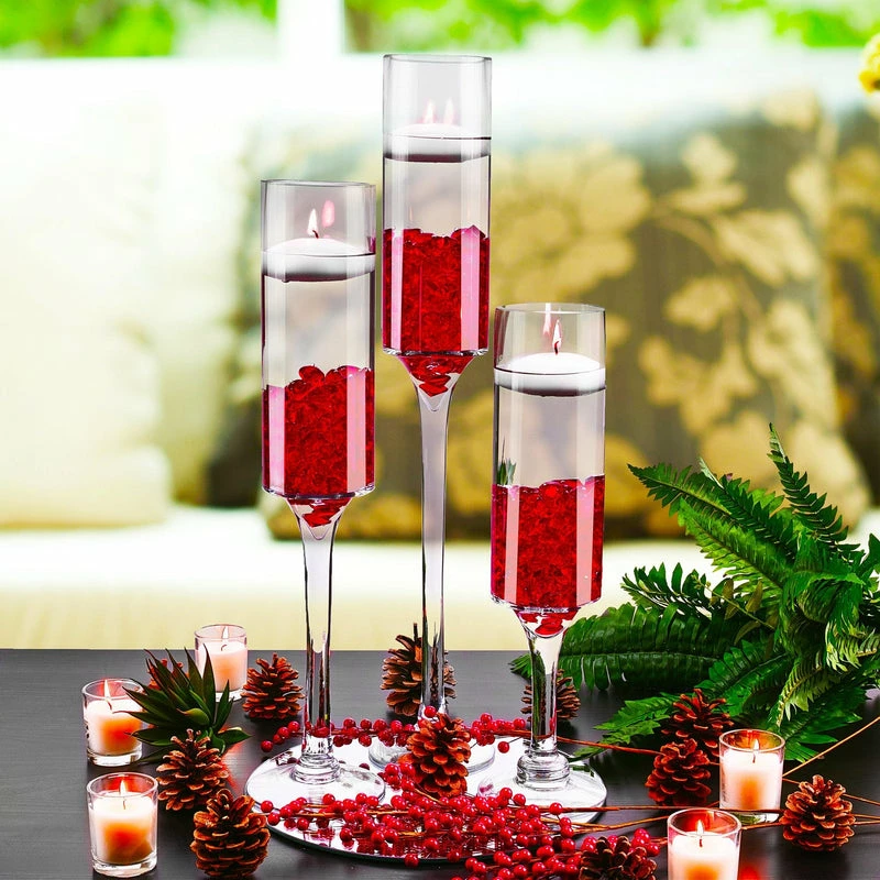 Cheapest π Modern Vase And Gift Pack Of 6 PCS Clear Glass Contemporary Candle Holder D-3.5" H-20" π - Image 5