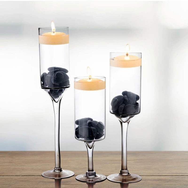 Hot Sale 🥰 Modern Vase And Gift Pack Of 4 PCS Clear Glass Contemporary Candle Holder D-5" H-16" ❤️ - Image 4