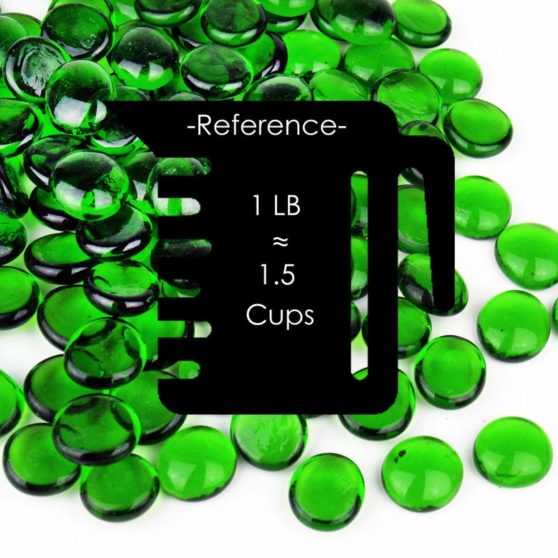 Wholesale π Modern Vase And Gift Pack Of 30 LBS Green Glass Vase Filler Flat Gem Stone D-0.6" π - Image 2