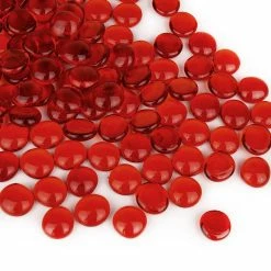 Wholesale 💯 Modern Vase And Gift Pack Of 30 LBS Red Glass Vase Filler Flat Gem Stone D-0.6" 🔔