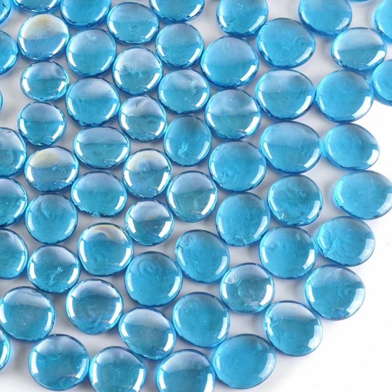 Flash Sale π Modern Vase And Gift Pack Of 44 LBS Light Blue Glass Vase Filler Flat Gem Stone D-1" β - Image 4