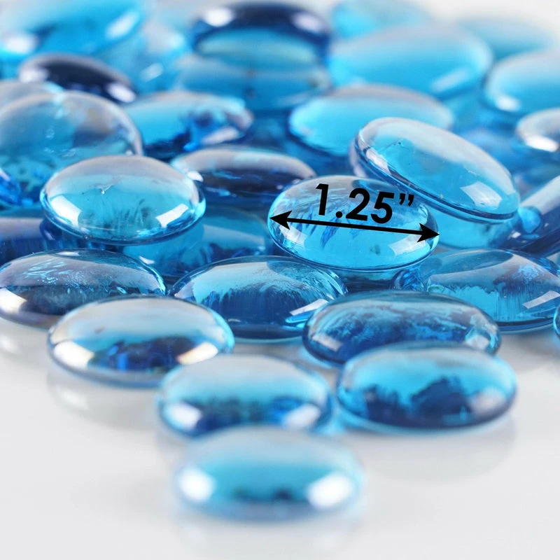 Flash Sale π Modern Vase And Gift Pack Of 44 LBS Light Blue Glass Vase Filler Flat Gem Stone D-1" β - Image 3