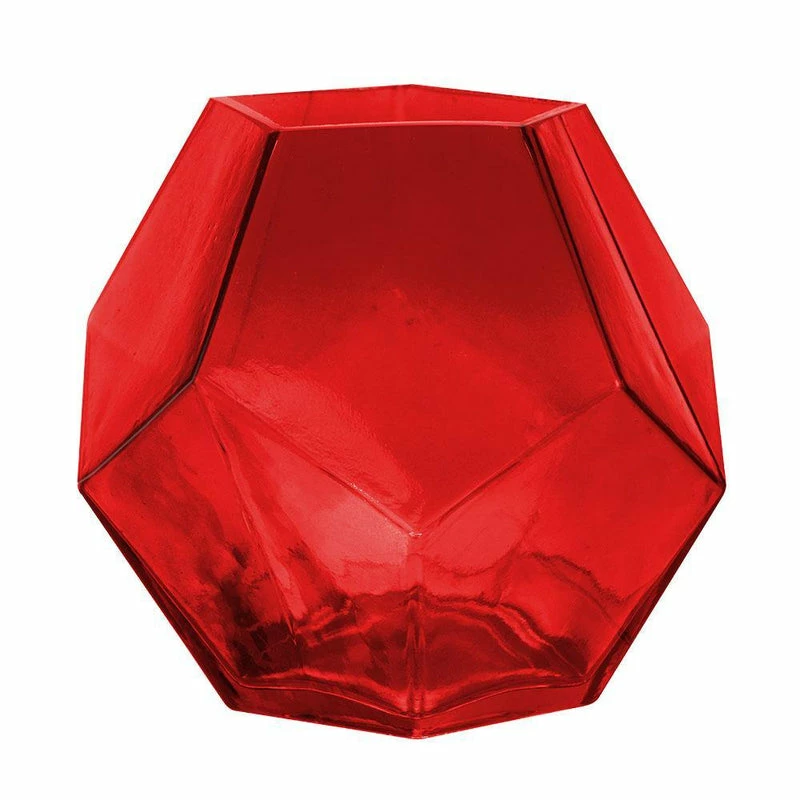 Wholesale ✔️ Modern Vase And Gift Pack Of 12 PCS Red Glass Geometric Vase O-3.25" D-6" ✨