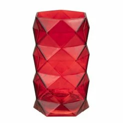 Budget 😍 Modern Vase And Gift Pack Of 6 PCS Red Glass Geometric Vase O-3.75" D-8" 🧨
