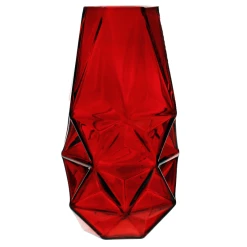 New 🎁 Modern Vase And Gift Pack Of 6 PCS Red Glass Geometric Vase O-2.25" D-8" 😉