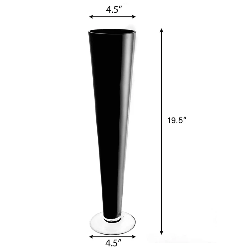 Discount β€οΈ Modern Vase And Gift Pack Of 12 PCS Black Glass Trumpet Vase D-4.5" H-20" 𧨠- Image 2