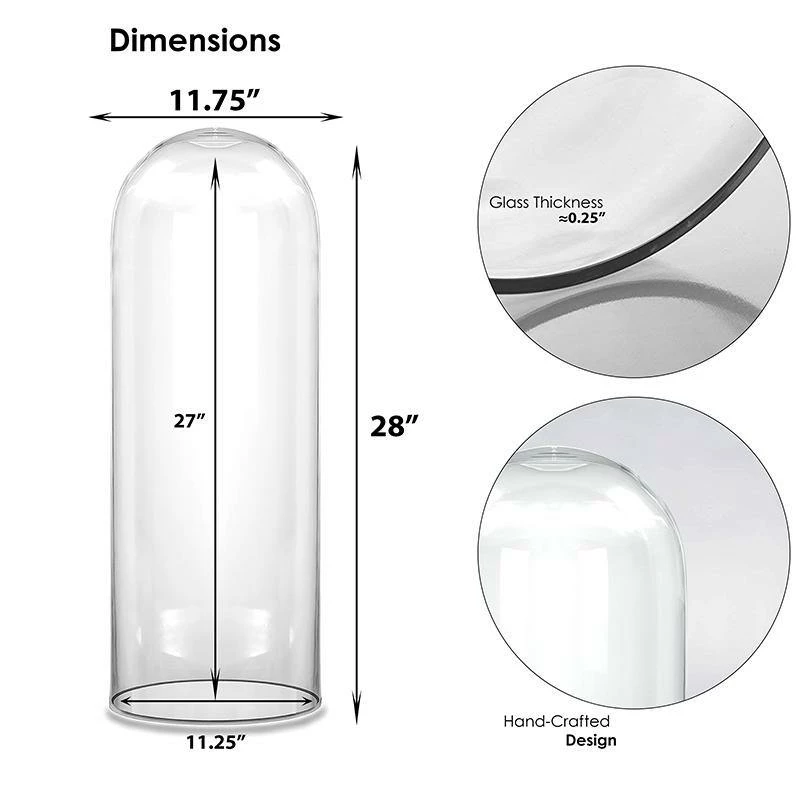 Wholesale π€© Modern Vase And Gift Pack Of 1 PC Clear Glass Cloche Dome D-12" H-28" β¨ - Image 2