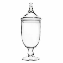 Promo 🥰 Modern Vase And Gift Pack Of 4 PCS Clear Glass Apothecary Jar H-16.5" O-5.75" D-6.5" ⭐