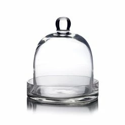 Brand new 🔔 Modern Vase And Gift Pack Of 2 PCS Clear Glass Cloche Bell Jar With Glass Plate D-7" H-8" 😀