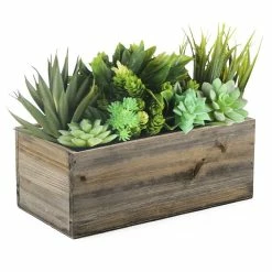 Outlet 🌟 Modern Vase And Gift 10 PCS Natural Wooden Rectangle Plant Box With Plastic Liner O-10"X5" H-4" 😉