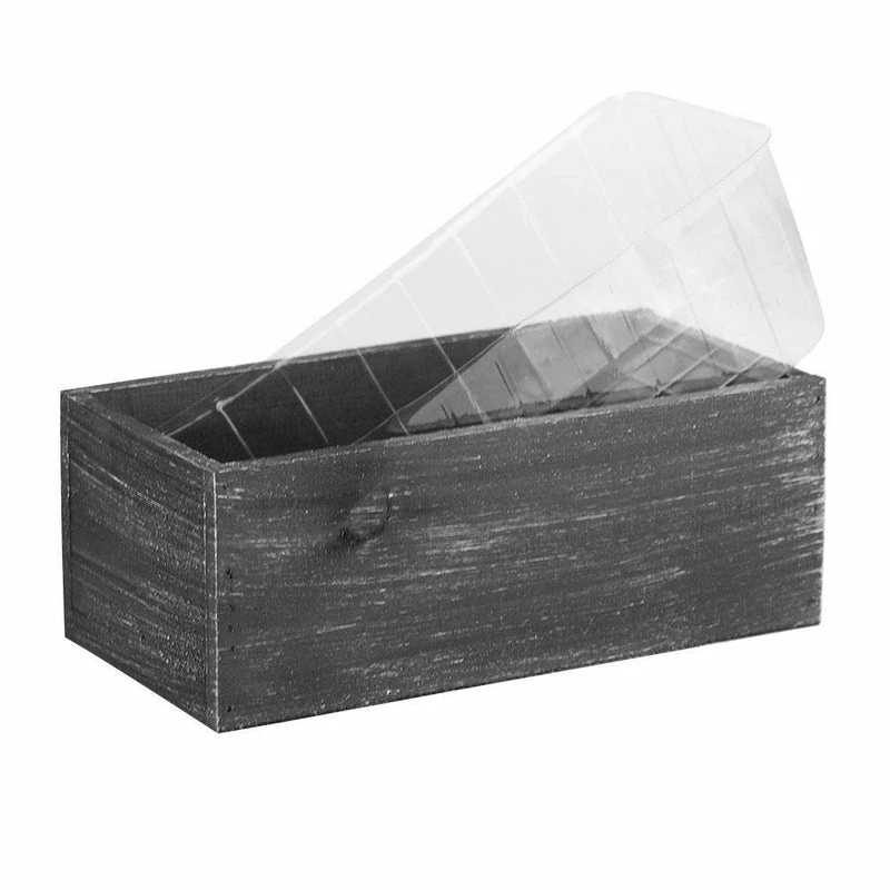 Buy π Modern Vase And Gift 10 PCS Black Wooden Plant Box With Plastic Liner O-10"X5" H-4" π - Image 4