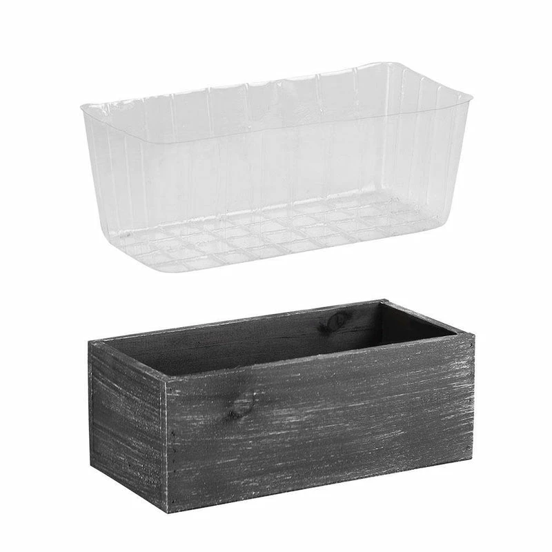 Buy π Modern Vase And Gift 10 PCS Black Wooden Plant Box With Plastic Liner O-10"X5" H-4" π - Image 6