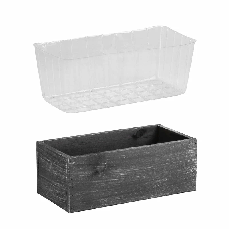 Buy π Modern Vase And Gift 10 PCS Black Wooden Plant Box With Plastic Liner O-10"X5" H-4" π - Image 7
