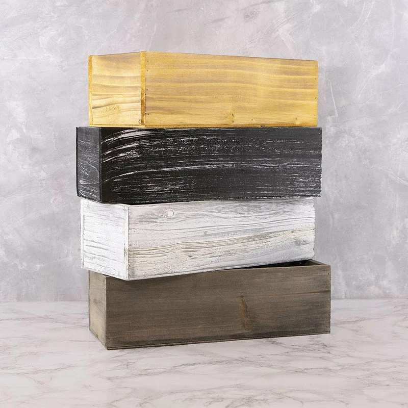 Flash Sale โ Modern Vase And Gift 12 PCS White Wooden Rectangle Plant Box With Plastic Liner O-13"X5" H-4" - Pack Of 12 PCS โ๏ธ - Image 3