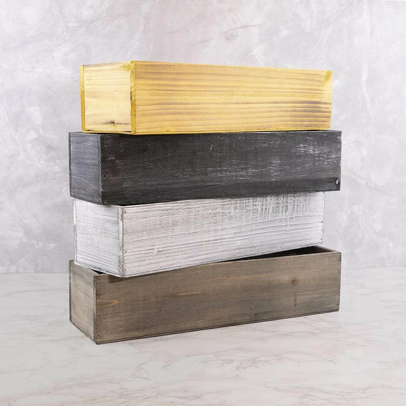 Outlet 🥰 Modern Vase And Gift 12 PCS Unfinished Wooden Rectangle Plant Box With Plastic Liner O-17"X5" H-4" - Pack Of 12 PCS 🥰 - Image 3