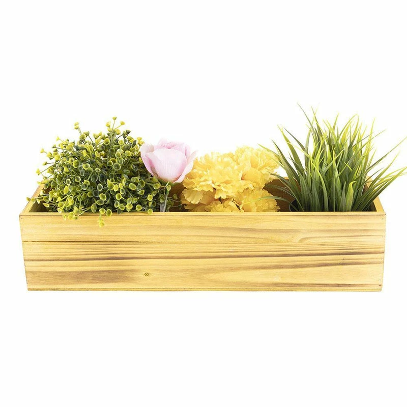Outlet 🥰 Modern Vase And Gift 12 PCS Unfinished Wooden Rectangle Plant Box With Plastic Liner O-17"X5" H-4" - Pack Of 12 PCS 🥰 - Image 7