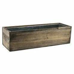 Promo 👍 Modern Vase And Gift Pack Of 12 PCS Natural Wooden Rectangle Plant Box With Zinc Metal Liner O-5"X12" H-4" 🤩