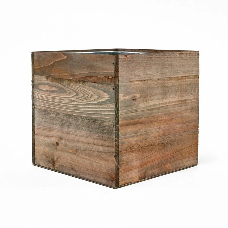 Best deal π Modern Vase And Gift Pack Of 8 PCS Natural Wooden Cube Plant Box With Zinc Metal Liner O-6" H-6" π§¨
