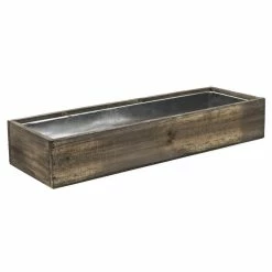 Best Pirce 😍 Modern Vase And Gift Pack Of 8 PCS Natural Wooden Rectangle Plant Box With Zinc Metal Liner O-6"X18" H-3" 🛒