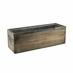 Outlet ❤️ Modern Vase And Gift Pack Of 4 PCS Natural Wooden Rectangle Plant Box With Zinc Metal Liner O-6"X18" H-6" 😀