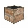 Cheapest 🎉 Modern Vase And Gift Pack Of 8 PCS Natural Wooden Cube Plant Box With Zinc Metal Liner O-8" H-8" 👍
